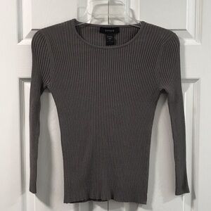 Express Charcoal Ribbed Women's Blouse